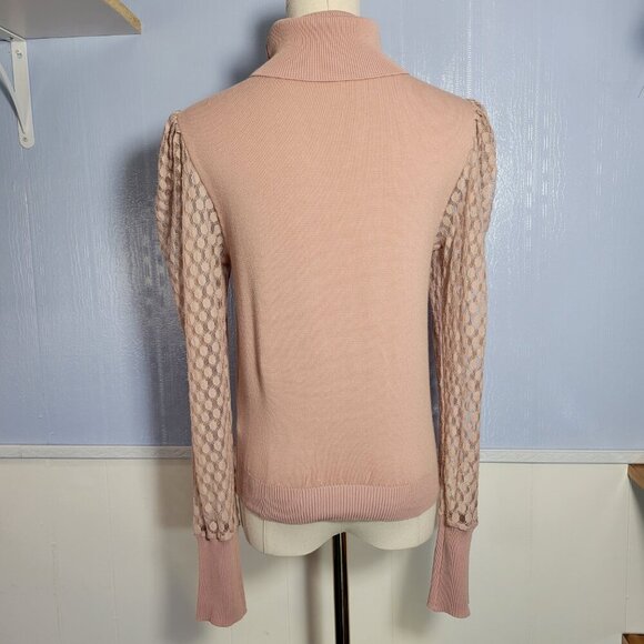 Love Tree Large Baby Pink Semi Sheer Longsleeve Turtleneck Sweater - Picture 6 of 10